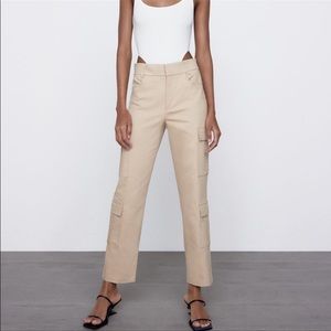 Zara Cargo Pants In Light Camel Size Small